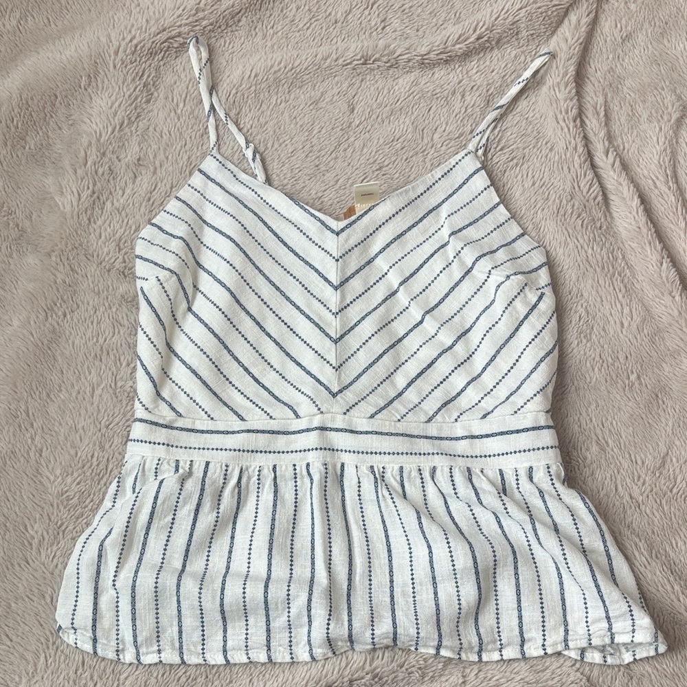 Elegant White and Blue Striped Top